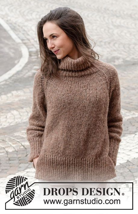 City Stride Sweater / DROPS 227-1 - Free knitting patterns by DROPS Design Free Knitting Patterns For Women, Knitted Patterns, Sweater Ideas, Drops Patterns, Knitting Patterns Free Cardigans, Raglan Pullover, Wool Crafts, Sweater Knitting Patterns, Free Knitting Pattern