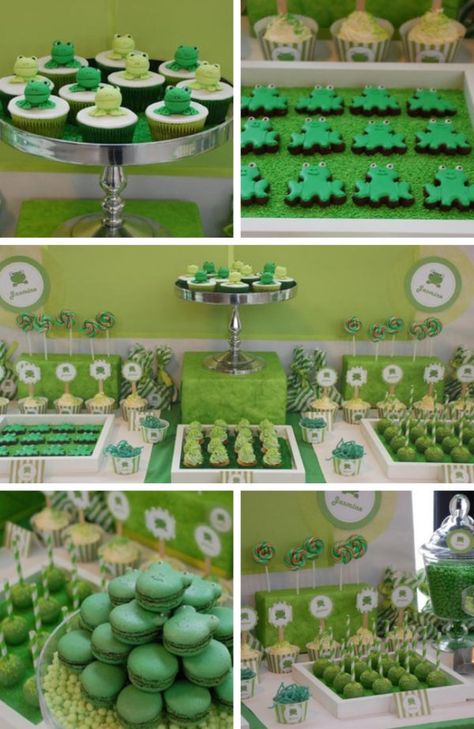 Frog Themed Baby Shower Ideas, Little Prince Baby Shower Ideas, Frog Baby Shower Theme, Prince Baby Shower Ideas, Sneet Snart, Frog Themed Birthday Party, Frog Party Decorations, Prince Baby Shower Centerpieces, Frog Party Ideas