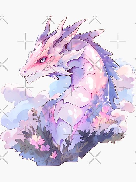 White And Purple Dragon, Dragon Made Of Flowers, Purple Dragon Art, Dragon Design Concept, Dnd Pets, Sakura Dragon, Violet Dragon, Cherry Blossom Dragon, Fluffy Dragon