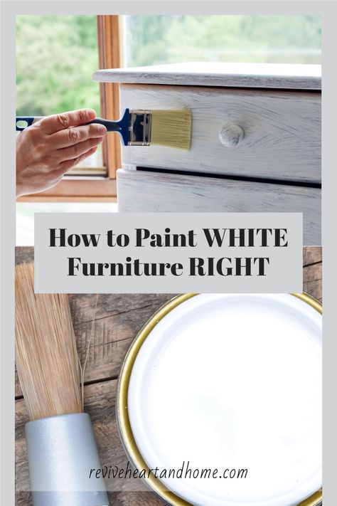 Learn how white chalk paint is different from other colors and how to avoid common mistakes when painting furniture white with white chalk paint for a farmhouse look!  #whitechalkpaint #howtopaintfurniture #Chalkpaintedfurniture #whitefurniture #howtopaintonwood #howtopaintwoodfurniture Painting Furniture White, Paint Furniture White, Chalk Paint Brands, White Painted Dressers, Antique White Paints, How To Paint Furniture, Painting 101, Painting Antique Furniture, Paint White