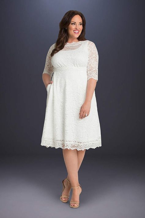 Plus Size Short Dresses, Wedding Dresses Plus, Courthouse Wedding Dress, Plus Wedding Dresses, Wedding Dress Plus Size, Below The Knee Dresses, Civil Wedding Dresses, Short Dress Styles, Gaun Fashion