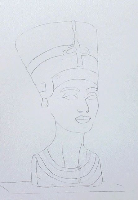 Egyptian Art Sketches, Nefertiti Drawing, Egypt Drawing, Nefertiti Art, Random Drawings, Egypt Art, Gcse Art, Flower Diy Crafts, Hand Embroidery Art