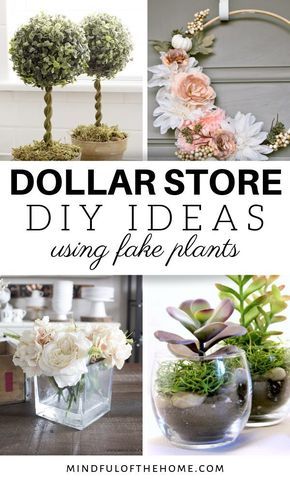 Hate spending too much money in order to craft something amazing for your home? Love decor with flowers but don't want them to die in a couple of days? Go to the Dollar Store, pick up some fake plants, and get creative with these ideas to inspire you! Plants Store, Fake Flowers Decor, Fake Plants Decor, Diy Dollar Tree Decor, Diy Ikea, Dollar Tree Decor, Dollar Tree Diy Crafts, Inspire Me Home Decor, Diy Dollar Store Crafts