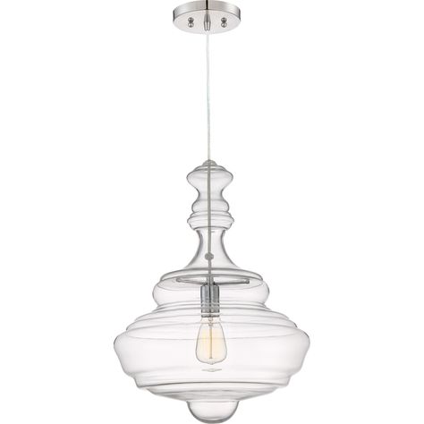 Morocco is clear, simple and yet impressively stylish. The beautiful glass is hand-blown in a lovely 'genie bottle' shape and showcases the single vi Genie Bottle, Quoizel Lighting, Single Pendant Lighting, French Cottage, Light Pendant, Ceiling Light Fixtures, Ceiling Fixtures, One Light, Hanging Lamp