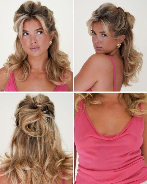 Instagram Half Up Half Down Hair Short, Boho Updo, Feminine Hairstyles, Djerf Avenue, Tousled Waves, Matilda Djerf, Fluffy Hair, Half Up Half Down Hair, Day To Night