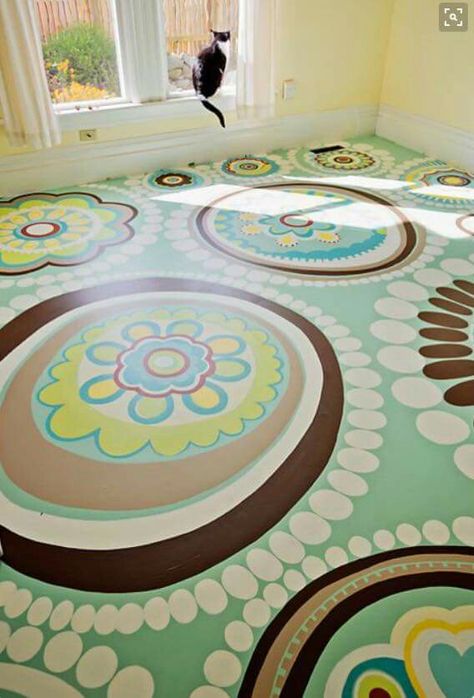 I like this painted floor! Maybe for a kids room? Painted Subfloor Plywood, Painting Subfloor, Painted Subfloor, Painted Plywood, Painted Wood Floors, Painted Concrete, Floor Painting, Plywood Floor, Basement Floor