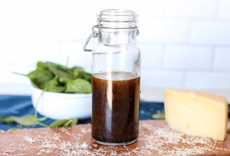 Parmesan Balsamic Vinaigrette {Only 6 Pantry Ingredients} Worcestershire Sauce Substitute, Citrus Salad Dressing, Broccoli Cheddar Casserole, Honey Balsamic Dressing, Honey Balsamic Vinaigrette, Thriving Home, Parmesan Salad, Salad With Balsamic Dressing, Peanut Butter Protein Bars