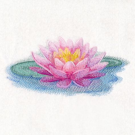 Soft and Serene Water Lily design (M17968) from www.Emblibrary.com Water Lily Design, Lily Design, Water Lilly, Flower Embroidery Designs, Embroidery Library, Water Lily, Hand Embroidery Designs, Water Lilies, Flowers Nature