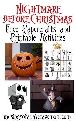 Nightmare before Christmas free papercrafts printable activities and games Nightmare Before Christmas Crafts, Christmas Toddler Crafts, Papercrafts Printable, Christmas Crafts For Preschool, Nightmare Before Christmas Games, Nightmare Before Christmas Kids, Nightmare Before Christmas Pumpkin, Halloween Buffet, Sally Skellington