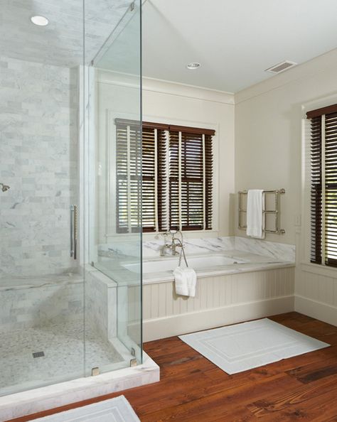 Enhance your home: Why you should install blinds Neutral Bathroom Colors, Neutral Bathrooms Designs, Wooden Tub, Beadboard Bathroom, Tropical Bathroom, Bathroom Decor Colors, Tub Surround, Bathroom Tub, Wooden Bathroom