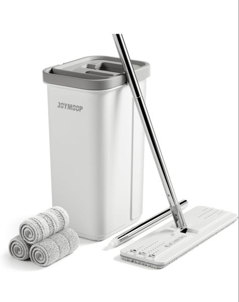 JOYMOOP Mop and Bucket with Wringer Set, White Flat Squeeze Mop Bucket Set for Floor Cleaning, Wall Cleaner with Long Handle, Hardwood Floor Mop, Flat Head Mops -3 Microfiber Cloths. #mopping #joymoop #cleaningtips #cleaningtools #cleaninghacks #cleaningmop #floormop #amazonfind #amazonaffiliatelink Wall Cleaner, Mop And Bucket, Mop System, Cleaning Mop, Mop Bucket, Mops And Brooms, Cleaning System, Cleaning Mops, Microfiber Mops