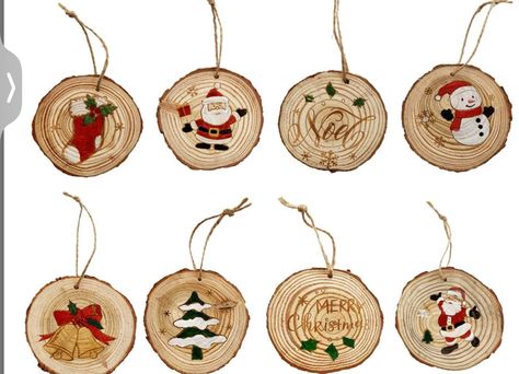 Angel Paintings, Christmas Addition, Santa Christmas Tree, Snowman Christmas Ornaments, Hanging Christmas Tree, Snowman Christmas Tree, Christmas Tree Painting, Christmas Hanging Decorations, Wood Slice Ornament