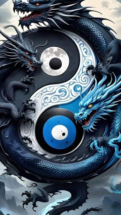 Jing Y Jang, Dragon Wallpaper Iphone, Chinese Dragon Tattoos, Yin Yang Art, Dragon Artwork Fantasy, Japanese Art Prints, Photo To Cartoon, Abstract Art Wallpaper, Dragon Lover