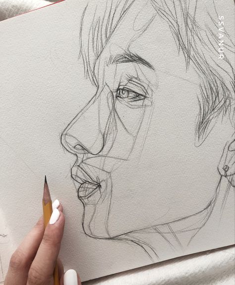 Bangchan Side Profile Drawing, Bangchan Fanart Sketch, Skz Drawing Reference, Bangchan Drawing Easy, Kpop Drawings Stray Kids, Stray Kids Drawing Sketch, Changbin Drawing Pencil, Felix Stray Kids Sketch, Han Jisung Drawing Pencil