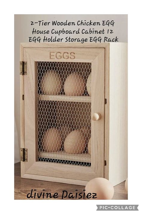 2-Tier Wooden Chicken EGG House Cupboard Cabinet 12 EGG Holder Storage EGG Rack 💕💕Available from Divine Daisiez. Egg House, Egg Rack, Wooden Chicken, Indian Doors, Cupboard Cabinet, House Organisation, Wooden Rack, Wood Works, Wooden Eggs