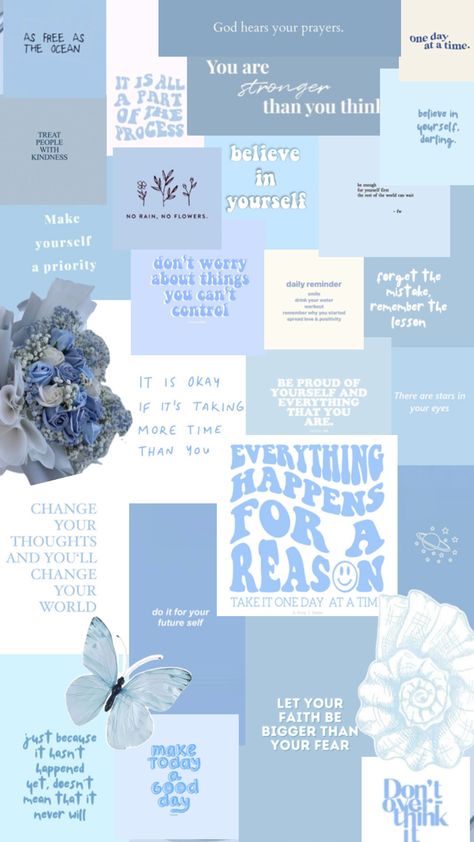 Light Blue Collage Wallpaper, Blue Collage Wallpaper Aesthetic, Light Blue Collage, Blue Collage Wallpaper, Collage Wallpaper Aesthetic, Light Blue Wallpaper, Christian Iphone Wallpaper, Baby Blue Wallpaper, Blue Collage