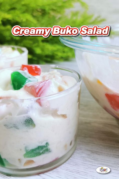 Creamy Buko Salad Recipe Buko Salad Recipe, Fruit Salad Filipino, Filipino Fruit Salad, Buko Salad, Pinoy Dessert, Filipino Recipe, Fruit Salad Recipe, Resep Salad, Filipino Style