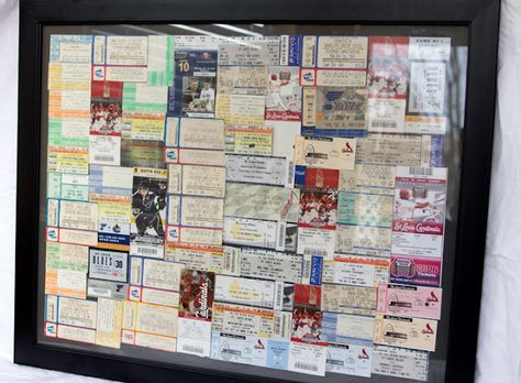 We love this idea, use all your ticket stubs from holidays and concerts to make some DIY Artwork! Travel Art Projects, Concert Ticket Display, Ticket Display, Concert Ticket Gift, Zimmer Diy, Diy Artwork, Ticket Stubs, I'm With The Band, Concert Tickets