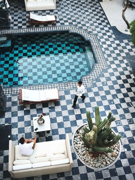 Part house party, part mini-resort,_ riads_ are fully stocked Moroccan playpens. Here, Riad Lotus Privilège. Pool And Patio, Riad Marrakech, Piscina Interior, Beautiful Pools, Pool Design, Design Hotel, Home Modern, Pool Tile, Patio Area