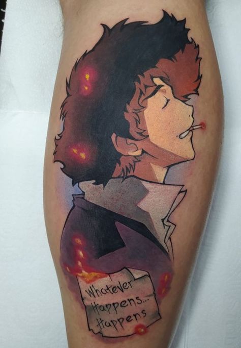 #cowboybebop #spike #spiegel #tattoo #anime Spike Spiegel Tattoo, Cowboy Bebop Tattoo, Spike Spiegel, Tattoo Anime, Nerd Tattoo, Aries Tattoo, Forearm Sleeve Tattoos, Eye Tattoo, Old Anime