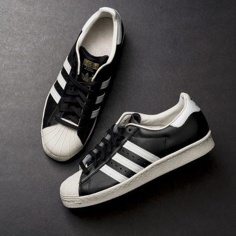 Adidas Superstar 80s (Black/Chalk) $110 Adidas Superstar Black, Adidas Superstar 80s, Color Core, Adidas Superstars, Adidas Gazelle Sneaker, Adidas Superstar Sneaker, Adidas Samba, Black Sneaker, Boots Men