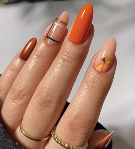 Fall Thanksgiving Nails, Nails For Fall, Simple Fall Nails, November Nails, Pumpkin Nails, Cute Nails For Fall, Seasonal Nails, Almond Acrylic Nails, Cute Gel Nails