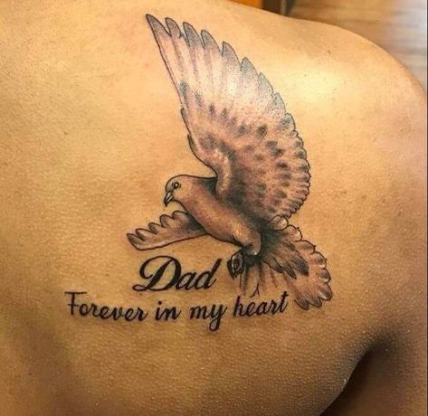 Memorial Tattoos Dove Tattoo Ideas, White Dove Tattoos, Rip Tattoos For Dad, Dad Daughter Tattoo, Battle Quotes, Rip Tattoos For Mom, Tattoos For Dad Memorial, Memorial Tattoo Quotes, Memorial Tattoo Designs