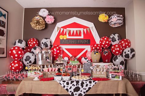 Farm Theme Birthday Party Girl Toddler 2 32 Farm Themed Party, Barnyard Birthday Party, Farm Theme Birthday, Farm Animal Party, Farm Animals Birthday Party, Farm Themed Birthday Party, Barnyard Party, Cow Birthday, Farm Animal Birthday