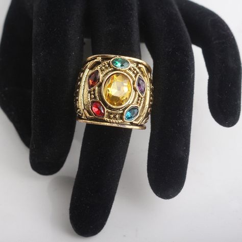 Power Gauntlet, Thanos Infinity Gauntlet, Midi Rings Silver, Infinity Gauntlet, Cosplay Jewelry, Ring Sets Boho, Power Ring, Boho Style Jewelry, Aquamarine Crystal