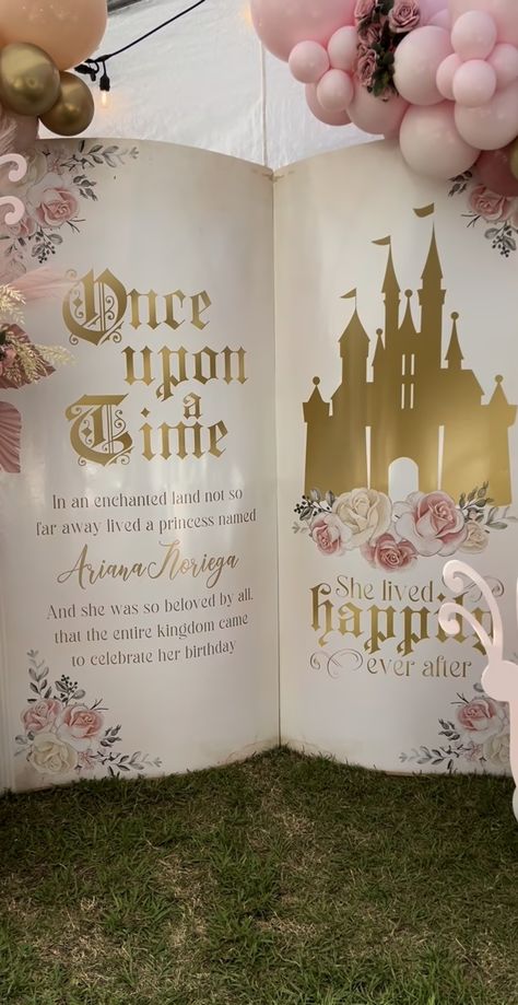 Princess 15 Theme, Disney Castle Baby Shower, Once Upon A Time Quinceanera Theme, Aurora Birthday Party Ideas, Princess Backdrop Ideas, Cincoñera Ideas, Once Upon A Time First Birthday Theme, Cinderella Birthday Theme, Royal Princess Birthday