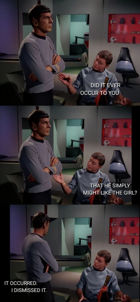 S1E14 Conscience of the King Star Trek Spock And Kirk, Star Train, Star Trek Uniforms, Captain Janeway, Spock And Kirk, Star Treck, Captain Picard, Star Trek Spock, Star Trek Funny