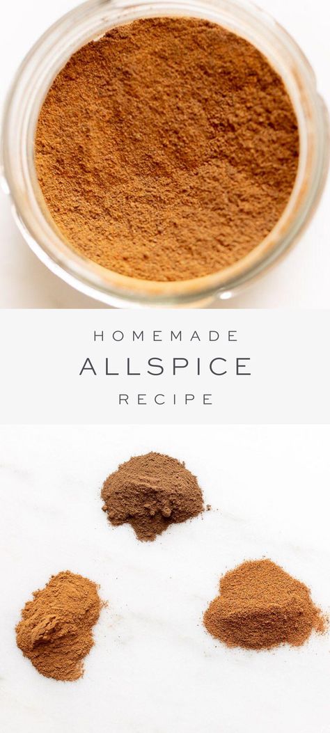 Make your own homemade ground allspice seasoning mix with this simple three ingredient recipe! This allspice recipe blend includes a combination of cloves, cinnamon, and nutmeg. Add to sweet or savory dishes for a delicious taste and beautiful aroma! Allspice Recipe, Three Ingredient Recipes, Homemade Spice Mix, Julie Blanner, Spice Mix Recipes, Diy Spices, Savory Dishes, Homemade Spices, Homemade Seasonings