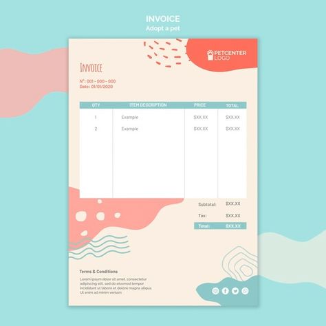 Pet adoption invoice design Free Psd | Free Psd #Freepik #freepsd #design #template #animal #cute Cute Invoice Design, Invoice Layout, Invoice Design Template, Invoice Design, Business Card Inspiration, Letterhead Design, Abstract Art Wallpaper, Contents Design, Article Design