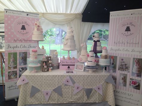 Wedding fayre cake display. Wish Upon a Cupcake Wedding Cake Show Display, Cake Exhibition, Cake Showcase, Wedding Exhibition, Cake Book, Wedding Fairs, Cake Stall, Wedding Cake Display, Wedding Fayre