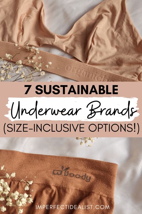 Here are some sustainable underwear and bra brands made from natural and recycled materials. Includes options with extended sizing. | Sustainable clothing brand | Ethical fashion brand | Sustainable undergarments Organic Womens Clothing, Eco Friendly Outfits, Sustainable Clothing Aesthetic, Cotton Under Wear Women Set, Fashion For Chubby Ladies, Best Cotton Undies Women, Cheap Women's Gap Intimates, Cheap Supportive No-show Intimates, Organic Cotton Under Wear Women