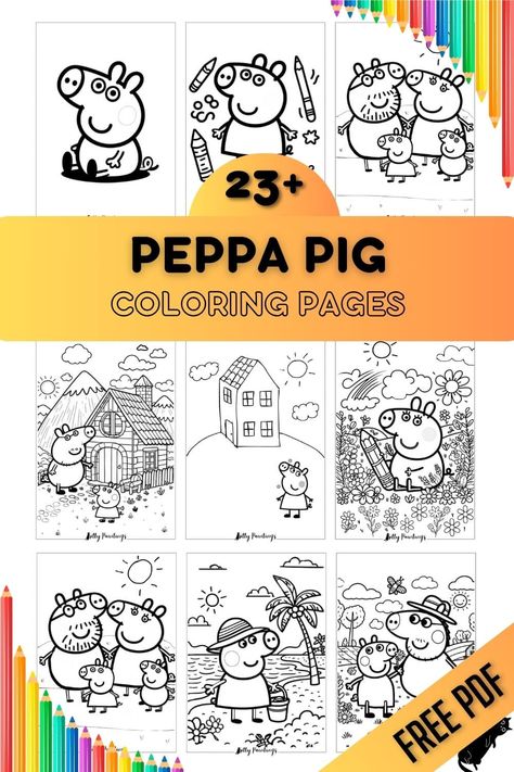 Peppa Pig Coloring Pages - 28 Free Printable Sheets for Kids Free Peppa Pig Printables, Peppa Pig Coloring Pages Free Printable, Peppa Pig Painting, Peppa Pig Images, Peppa Pig Pictures, Peppa Pig Printables, Peppa Pig House, Peppa Pig Colouring, Peppa Pig Coloring Pages