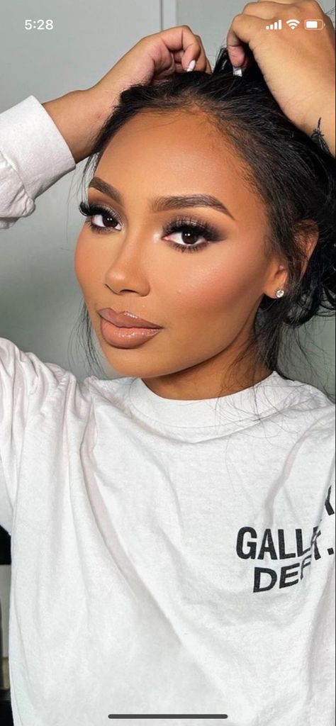 Makeup Ideas For Mixed Women, Natural Makeup Soft Glam, Black Women Everyday Makeup, Black Woman Glam Makeup, Soft Glam Makeup Black Women Wedding, Full Soft Glam Makeup, Black Bridal Makeup Light Skin, Fresh Face Makeup For Black Women, Wedding Makeup For Mixed Women