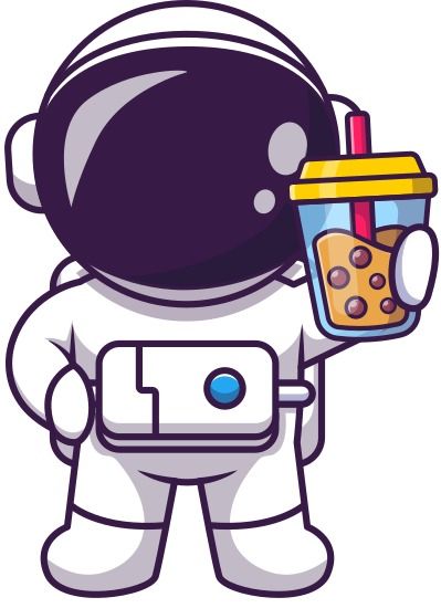 Cute Astronaut Holding Boba Milk Tea Cartoon Vector Illustration - Icons by Canva Milk Tea Cartoon, Tea Cartoon, Boba Milk Tea, Boba Milk, Cute Astronaut, Galaxy Theme, Milk Tea, One Design, Vector Illustration