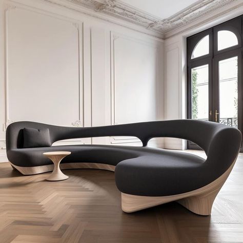 Futuristic Sofa, Modern Curved Sofa, Weird Furniture, Futuristic Furniture, Furniture Design Living Room, Curved Sofa, Design Sofa, Modern Furniture Living Room, Bespoke Furniture