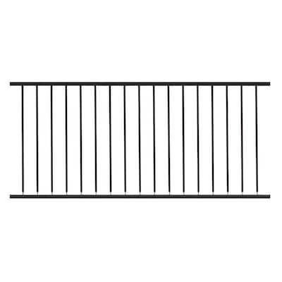 Gilpin Hampton 6-ft x 1.25-in x 32-in Black Metal Deck Rail with Balusters (Assembled) in the Deck Railing department at Lowes.com Stair Angle, Square Balusters, Deck Railing Kits, Deck Railing Systems, Aluminum Railing Deck, Aluminum Balusters, Metal Balusters, Deck Skirting, Steel Channel