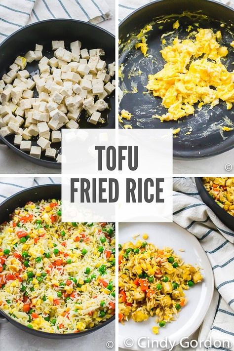 Asian Tofu Recipes, Tofu Fried Rice, Tofu Fried, Vegetable Fried Rice Recipe, Vegetarian Fried Rice, Vegan Fried Rice, Veggie Fried Rice, Vegetable Fried Rice, Vegetarian Dish