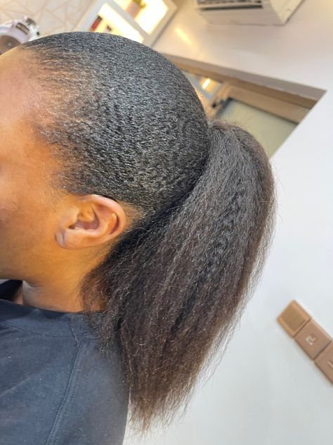 Ponytail with natural hair Ponytail With Natural Hair, Natural Hair, Natural Hair Styles, Pearl Earrings, Hairstyles, Hair Styles, Hair