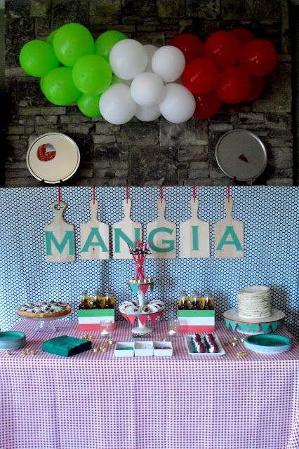 Who Has More Fun Than Us?: Little Italy Party-The Details Little Italy Party, Italian Party Decorations, Italian Dinner Party Decorations, Italy Party, Italian Themed Parties, Italian Dinner Party, Italian Party, Pasta Party, Italian Theme