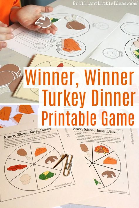 Try this Fun Thanksgiving Game called Winner, Winner Turkey Dinner -Printable Family Game Night Ideas. Your kids are going to Love this easy diy game. #familygamenight #printablegames Family Game Night Ideas, Game Night Ideas, Turkey Games, Thanksgiving Board, Fun Thanksgiving Games, Dinner Games, Thanksgiving Projects, Thanksgiving Preschool, Diy Thanksgiving