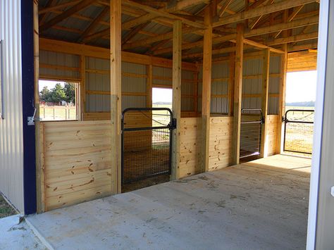 Interior - stall side | Flickr - Photo Sharing! Small Horse Barn, Small Horse Barns, Cow Barn, Livestock Barn, Barn Layout, Diy Horse Barn, Cattle Barn, Horse Barn Ideas Stables, Barn Stalls