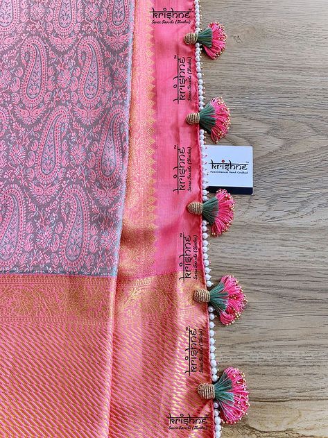 Krishne Saree Kuchu & Tassels: Crochet | Bridal | Tatting | Bengaluru Crochet Dupatta, Saree Kuchu New Designs, Dupatta Lace, Saree Pallu, Designer Tassels, Saree Tassels Designs, Saree Painting Designs, Thread Bangles Design, Tassel Crafts