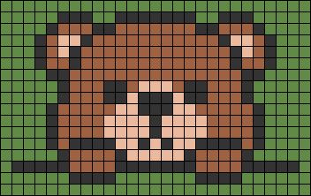 Bear Pixel Pattern, Teddy Bear Alpha Pattern, Bear Grid Pattern, Bear Alpha Pattern, Crochet Pixel Pattern Small Easy, Pixel Art Bear, Pixel Art Ideas Simple, Bear Pixel Art, Simple Alpha Patterns