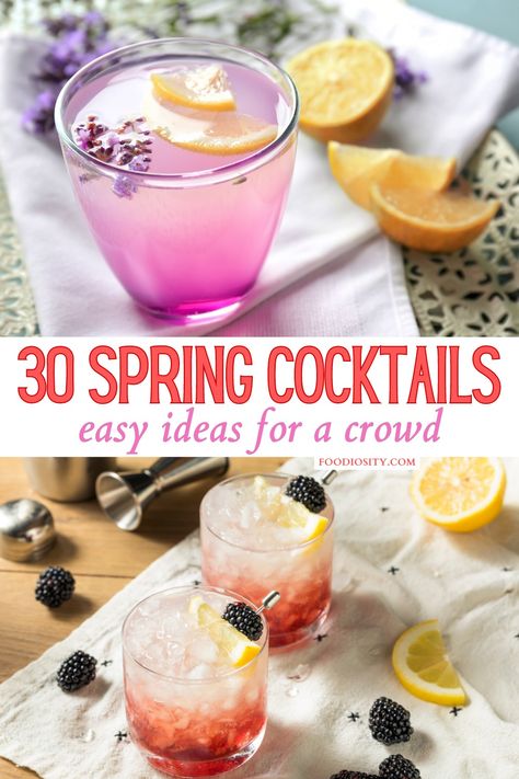 30 Spring Cocktails For A Crowd - Foodiosity Spring Shots Alcohol, Spring Spritzer Cocktail, Spring Batch Cocktails, Spring Mixed Drinks Cocktail Recipes, Mother’s Day Batch Cocktail, Spring Punch Alcoholic, Spring Cocktails For A Crowd, Mocktail For A Crowd, Tequila Cocktails For A Crowd