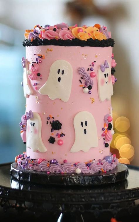 Halloween cake, Ghost cake, Halloween-Themed cake, Halloween birthday cake, Halloween cake pink, Cute Halloween cake, Halloween cake ideas Ghost Halloween Cake, Spooky One Cake Ideas, Happy Boo Day Birthday Cake, Pastel Halloween Birthday Cake, Girl Halloween Birthday Cake, Girls Halloween Birthday Cake, Maximalist Birthday Cake, Cute Halloween Cake Ideas, Ghost Cake Birthday