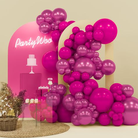 PRICES MAY VARY. 140 PCS MAGENTA BALLOONS DIFFERENT SIZES: Package includes 18 inch balloons 5 pcs, 12 inch balloons 45 pcs, 10 inch balloons 20 pcs, 5 inch small balloons 70 pcs, balloon decorating strip included NON-TOXIC & SAFE: Made of latex, safe and non-toxic, recommended to use with a balloon hand pump or electric balloon pump WHAT TO FILL WITH: Latex balloons filled with AIR will stay full for up to 72 hours, while with HELIUM will stay full for 3-6 hours. For best float results, fill he Magenta Balloons, Balloons Galore, Small Balloons, Garland Backdrops, Balloon Pop, Metallic Balloons, Big Balloons, Anniversary Decorations, Balloon Backdrop